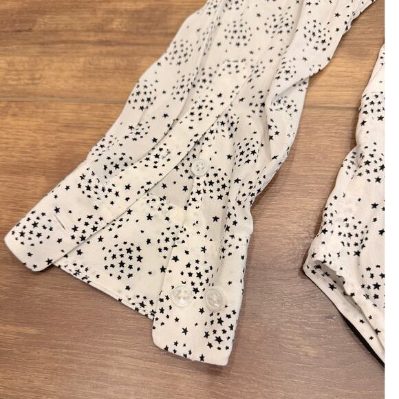 Equipment Slim Signature Silk Button Down Shirt White w Black Stars size Small - Picture 3 of 11